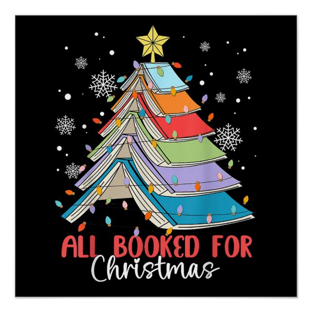 All Booked For Christmas Book Christmas Tree Light Poster (Front)