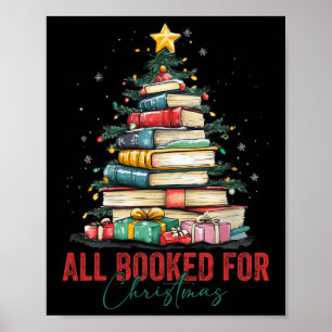 All Booked For Christmas Book Christmas Tree Light Poster