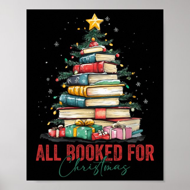 All Booked For Christmas Book Christmas Tree Light Poster (Front)