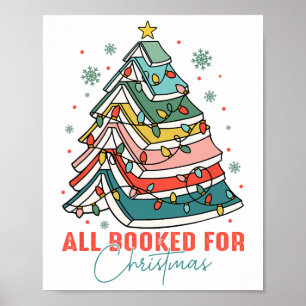 All Booked For Christmas Book Christmas Tree Light Poster