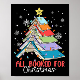 All Booked For Christmas Book Christmas Tree Light Poster