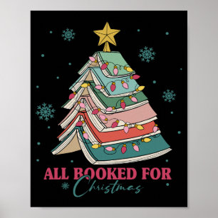 All Booked For Christmas Book Christmas Tree Light Poster