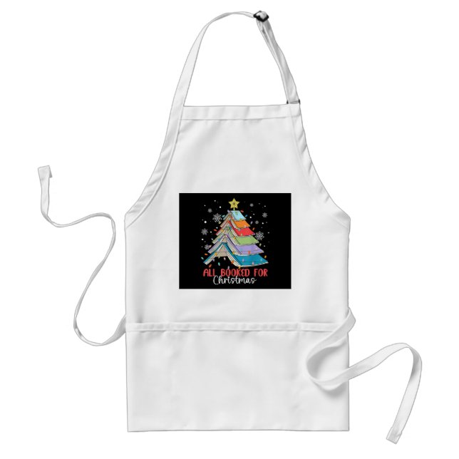 All Booked For Christmas Book Christmas Tree Light Standard Apron (Front)