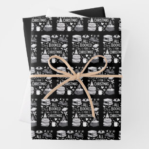 All Booked for Christmas Book Lover Bookish Gifts Wrapping Paper Sheet