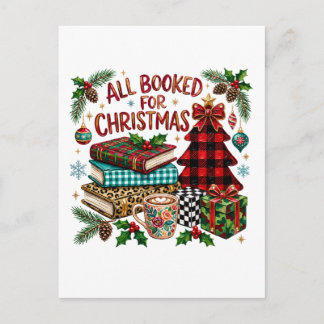 All Booked for Christmas Book Lover Invitation Postcard