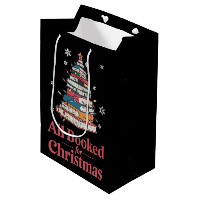All Booked For Christmas Book Tree Lights  Medium Gift Bag (Front Angled)