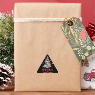 All Booked For Christmas Book Tree Lights  Triangle Sticker