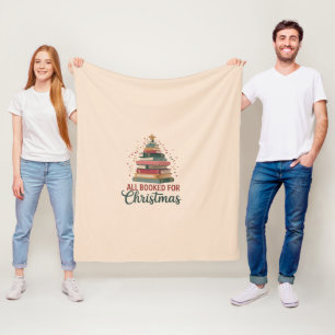 All Booked for Christmas Book Tree Xmas Teacher Fleece Blanket