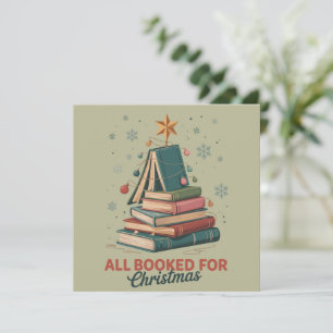 All Booked for Christmas Book Tree Xmas Teacher  Holiday Card