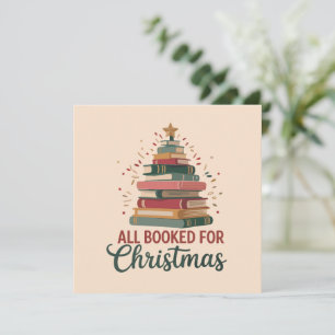 All Booked for Christmas Book Tree Xmas Teacher Holiday Card