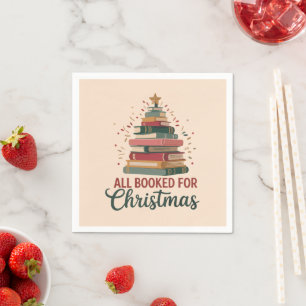 All Booked for Christmas Book Tree Xmas Teacher  Napkin