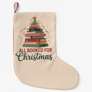 All Booked for Christmas Book Tree Xmas Teacher Small Christmas Stocking