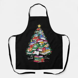 All Booked For Christmas Book Xmas Gift Librarian  Apron