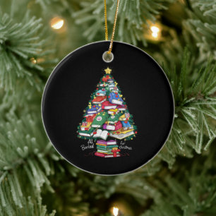 All Booked For Christmas Book Xmas Gift Librarian Ceramic Tree Decoration