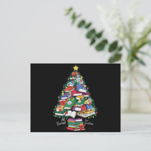 All Booked For Christmas Book Xmas Gift Librarian  Holiday Postcard