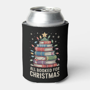 All Booked For Christmas Book Xmas Tree Holiday Can Cooler