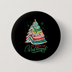 All Booked For Christmas Book Xmas Tree Lights Rea 6 Cm Round Badge