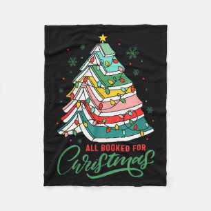 All Booked For Christmas Book Xmas Tree Lights Rea Fleece Blanket