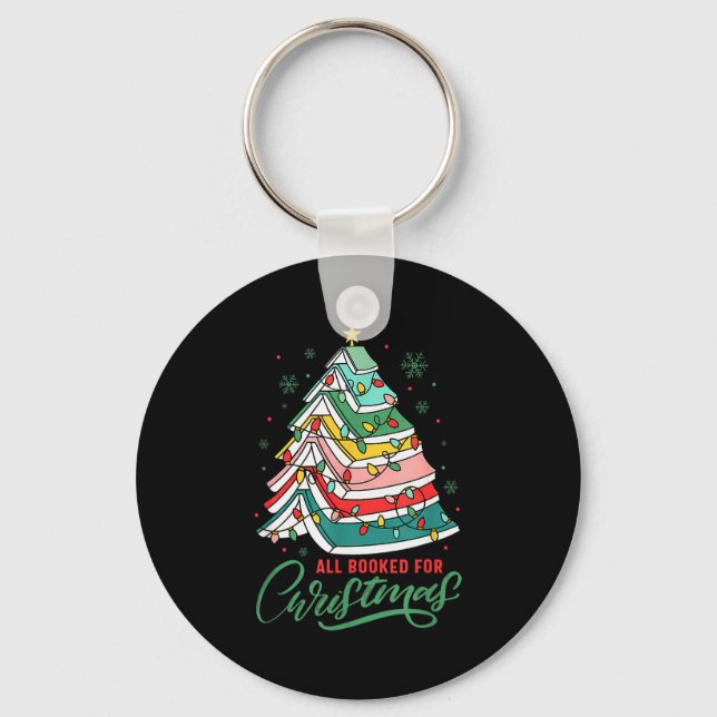 All Booked For Christmas Book Xmas Tree Lights Rea Key Ring (Front)