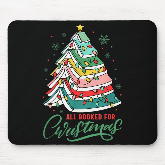 All Booked For Christmas Book Xmas Tree Lights Rea Mouse Mat (Front)
