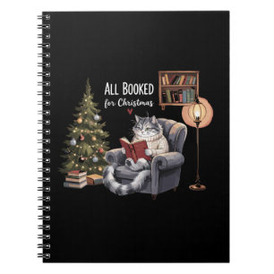 All Booked for Christmas Bookish Cat Winter Readin Notebook