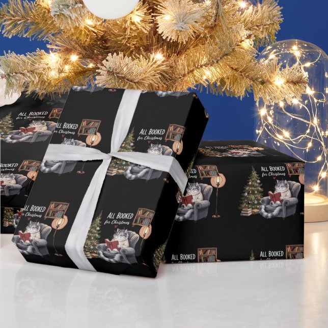 All Booked for Christmas Bookish Cat Winter Readin Wrapping Paper (Holidays)