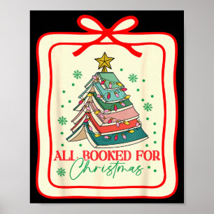 All Booked For Christmas Coquette Bow Tree Lights Poster