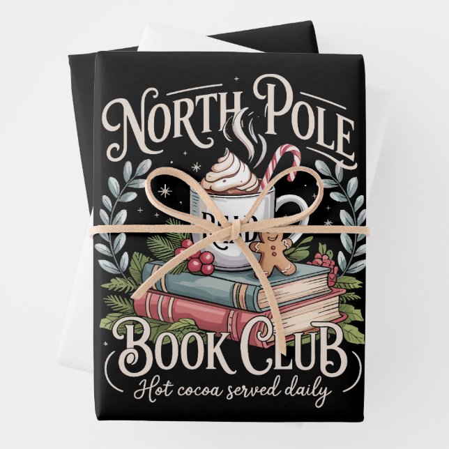 All Booked for Christmas Coquette Xmas Book Club  Wrapping Paper Sheet (In situ)