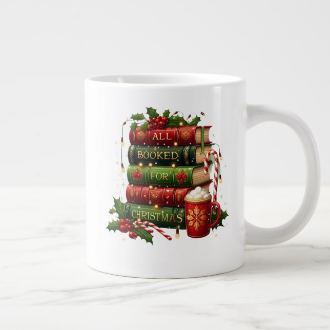 All Booked for Christmas | Cozy Holiday Book Lover Large Coffee Mug (Right)