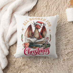 All Booked for Christmas Dragon Cushion