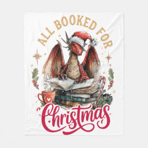 All Booked for Christmas Dragon  Fleece Blanket