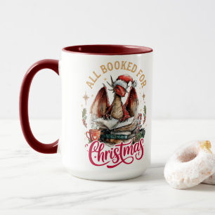 All Booked for Christmas Dragon  Mug