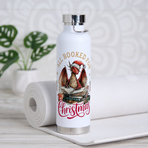 All Booked for Christmas Dragon Water Bottle