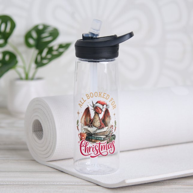All Booked for Christmas Dragon  Water Bottle (Yoga (Rotated))