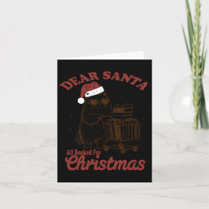 All Booked For Christmas Funny Cat Book Christmas Card