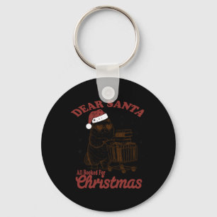 All Booked For Christmas Funny Cat Book Christmas Key Ring