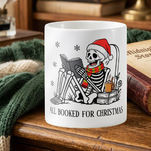 All Booked For Christmas Funny Reading Skeleton Coffee Mug