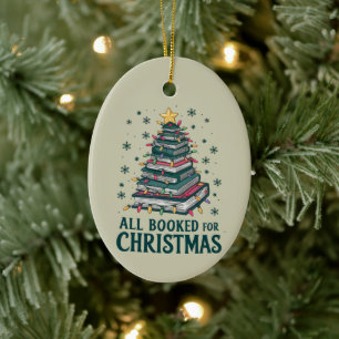 All Booked For Christmas Gift for Librarian Lover Ceramic Tree Decoration