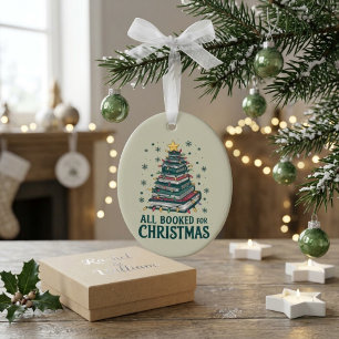 All Booked For Christmas Gift for Librarian Lover Ceramic Tree Decoration