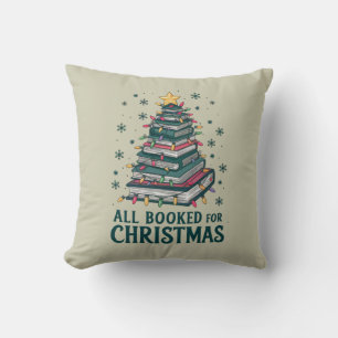 All Booked For Christmas Gift for Librarian Lover Cushion