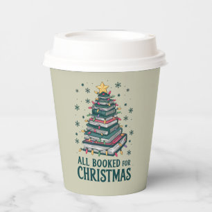 All Booked For Christmas Gift for Librarian Lover Paper Cups