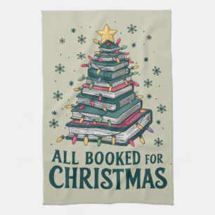 All Booked For Christmas Gift for Librarian Lover Tea Towel