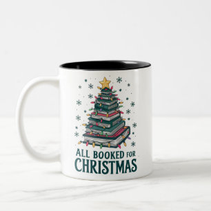 All Booked For Christmas Gift for Librarian Lover Two-Tone Coffee Mug