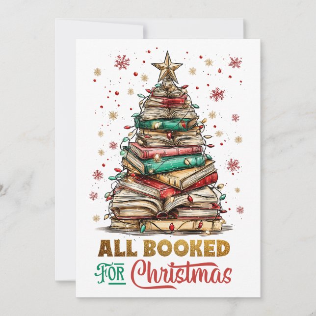 All Booked for Christmas  Holiday Card (Front)