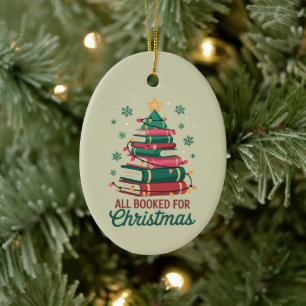 All Booked For Christmas Librarian Book Lover Tree Ceramic Tree Decoration