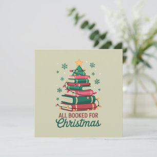 All Booked For Christmas Librarian Book Lover Tree Invitation
