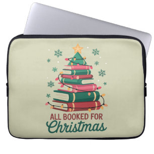 All Booked For Christmas Librarian Book Lover Tree Laptop Sleeve