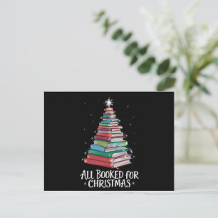 All Booked For Christmas Librarian Xma Book Lovers Holiday Postcard