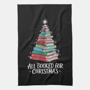 All Booked For Christmas Librarian Xma Book Lovers Tea Towel