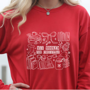 All Booked for Christmas Red Long Sleeve T-Shirt